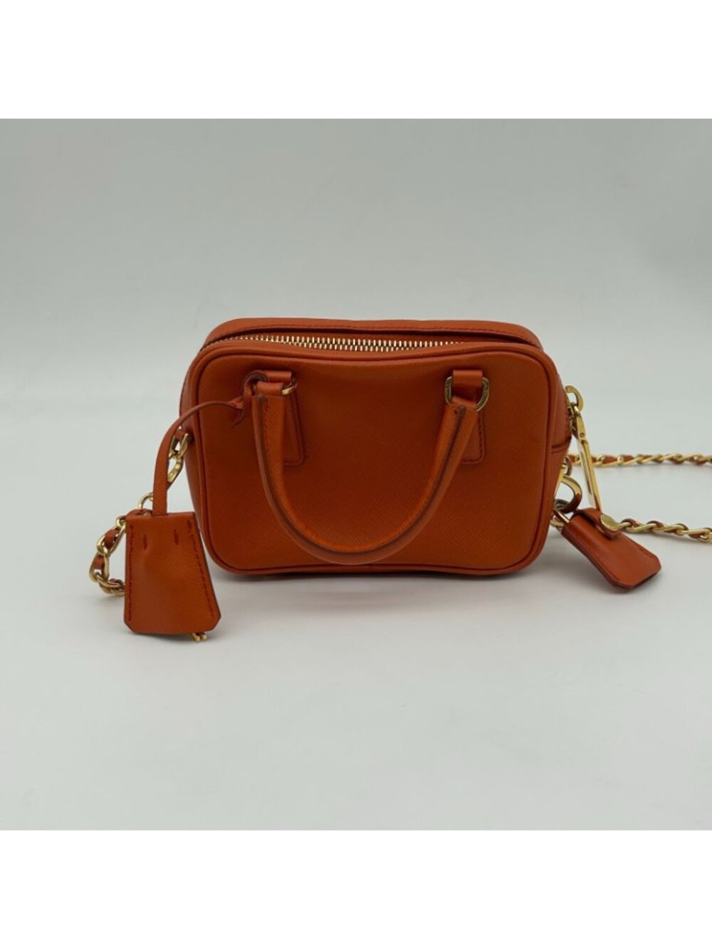 Prada Orange Saffiano Leather Shoulder - Picture 3 of 15